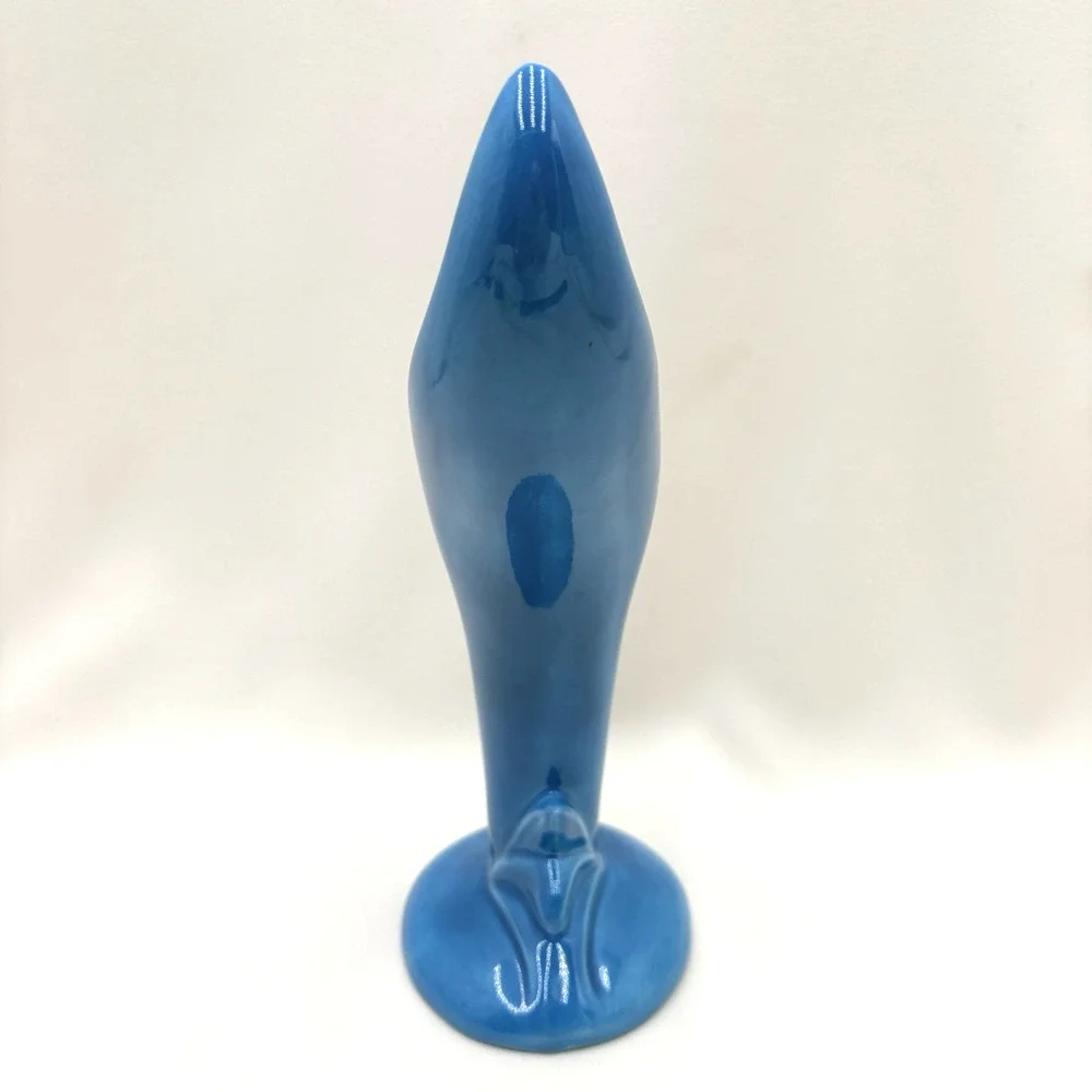 Vintage Handmade 1970 Ceramic Turquoise Blue Bird Of Paradise Vase